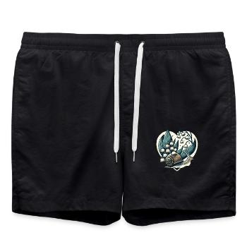 Cottagecore Snail and Lily of the Valley - Swim Trunks - black - Front - AI Model Male 185 light (185cm)
