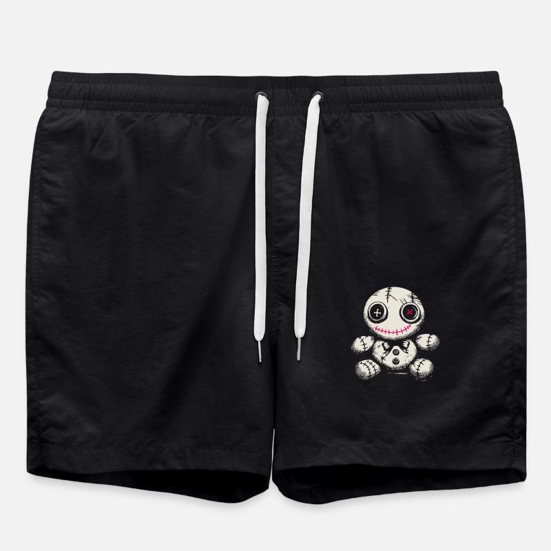 Grusel Voodoo Puppe farbig - Badeshorts - Schwarz