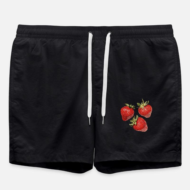Erdbeeren - Badeshorts - Schwarz