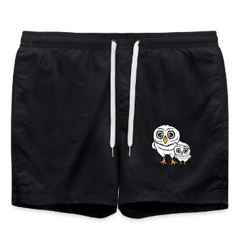 2 Owls Dad Mom Child Baby Family Mother Father - Swim Trunks - black - Front - AI Model Male 185 light (185cm)