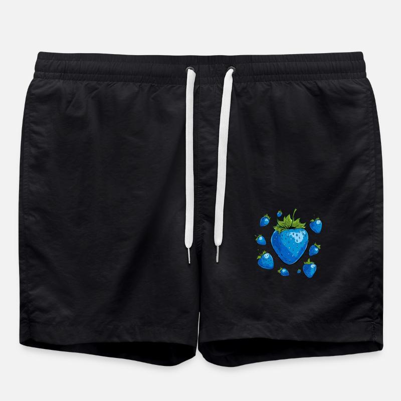 fraises bleues,fraise,fraise bleue,illu - Short de bain - noir