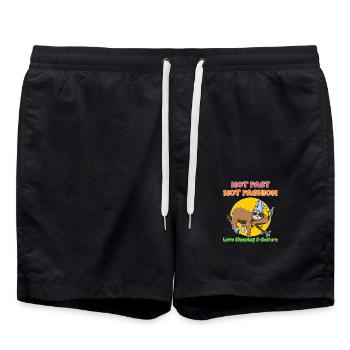 Lazy Sloth Cute Not Fast Nature Lover Sleeping - Swim Trunks - black - Front - AI Model Male 185 light (185cm)