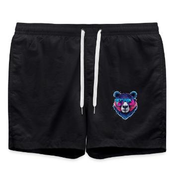 Bär,graffiti ,malerei , bunt,Nerd - Badeshorts - Schwarz - Vorne - AI Model Male 185 light (185cm)