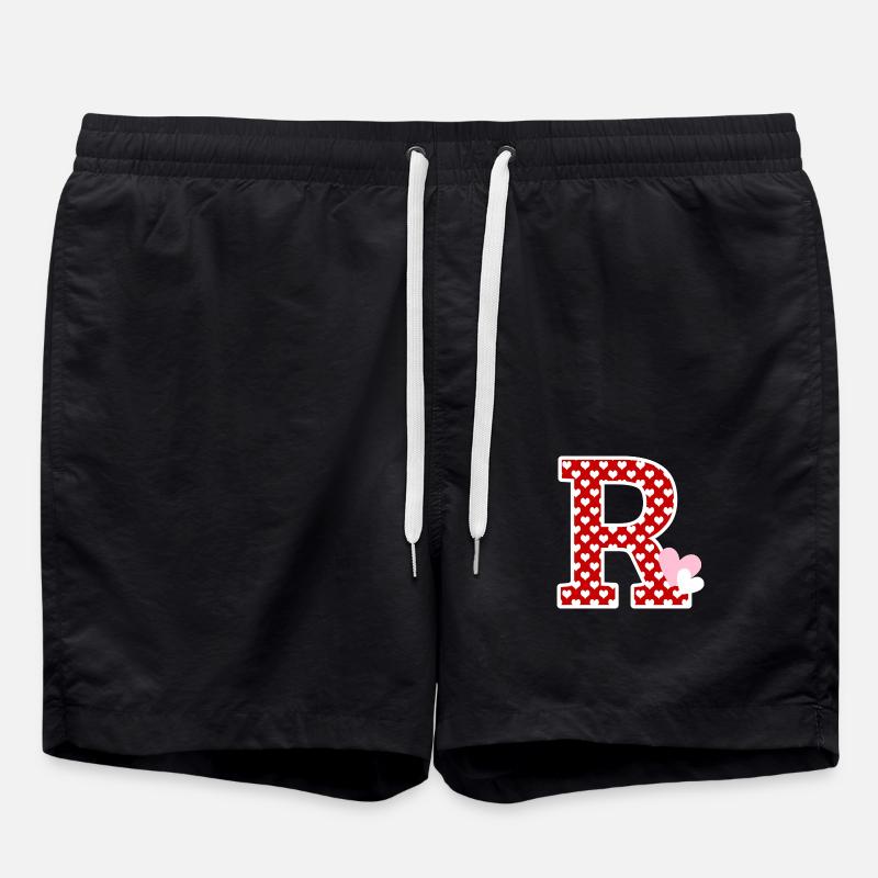Lettre r cœur - Short de bain - noir