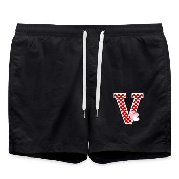 Lettre v cœur - Short de bain - noir - Devant - AI Model Male 185 light (185cm)