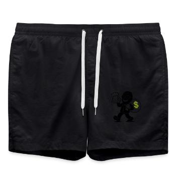 Bank robbers gangsters money - Swim Trunks - black - Front - AI Model Male 185 light (185cm)