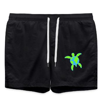 Tortue d’eau Terre Globe Planète Logo Icône - Short de bain - noir - Devant - AI Model Male 185 light (185cm)