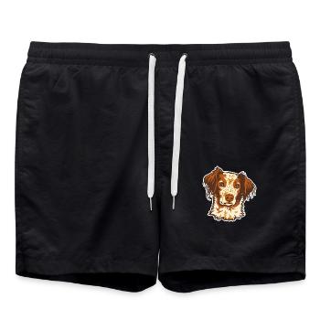 Epagneul Breton - Portrait - 20250606 - Badeshorts - Schwarz - Vorne - AI Model Male 185 light (185cm)