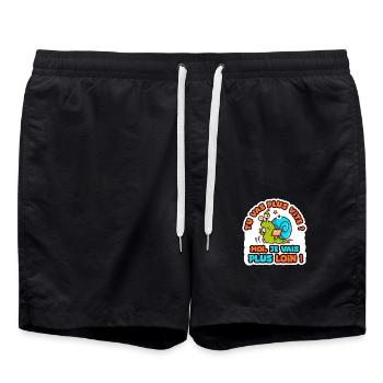 je vais plus loin humour sticker camping car - Short de bain - noir - Devant - AI Model Male 185 light (185cm)