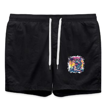 Pig Summer Wild Boar - Swim Trunks - black - Front - AI Model Male 185 light (185cm)