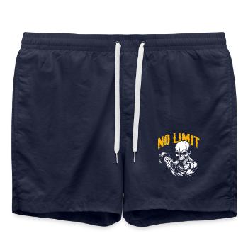 No Limit Workout Bodybuilding Skull mit Hantel - Badeshorts - French Navy - Vorne - AI Model Male 185 light (185cm)