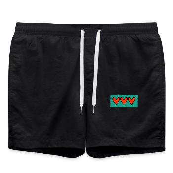 PAAR. VALENTINSTAG. ICH HABE GERADE GEHEIRATET. HERZ. HEIRATEN - Badeshorts - Schwarz - Vorne - AI Model Male 185 light (185cm)