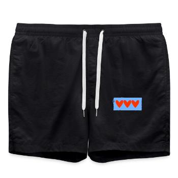HERZ. HERZ. VALENTINSTAG. LIEBE. LIEBE. PAAR. - Badeshorts - Schwarz - Vorne - AI Model Male 185 light (185cm)