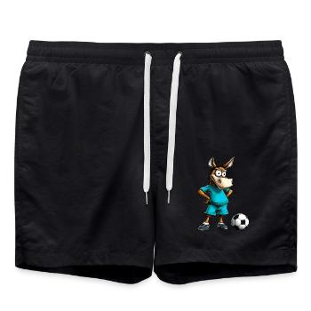Esel Fussball - Badeshorts - Schwarz - Vorne - AI Model Male 185 light (185cm)