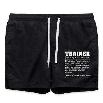 Trainer Definition Schrift weiss - Badeshorts - Schwarz - Vorne - AI Model Male 185 light (185cm)