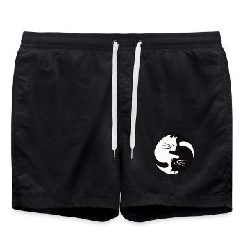 2 Katzen schmusen ,ying yang - Badeshorts - Schwarz - Vorne - AI Model Male 185 light (185cm)
