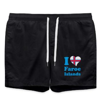 I love Faroe Islands - Ich liebe den Färöer-Inseln - Badeshorts - Schwarz - Vorne - AI Model Male 185 light (185cm)