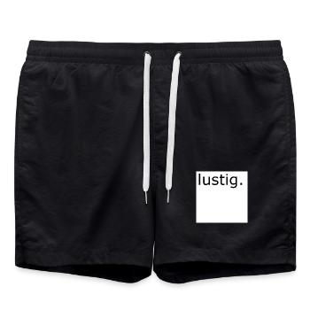 Funny Wordplay Typography - Swim Trunks - black - Front - AI Model Male 185 light (185cm)