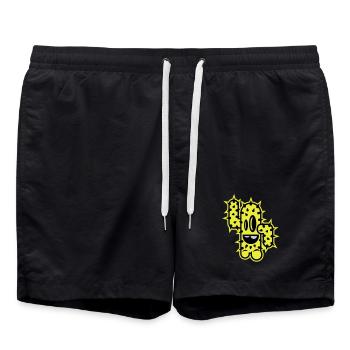 cactus high five comic - Swim Trunks - black - Front - AI Model Male 185 light (185cm)
