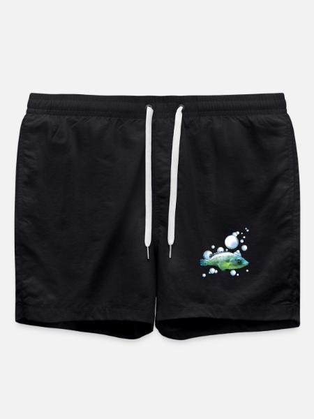 Buntes Aquarienfisch Motiv - Badeshorts - Schwarz
