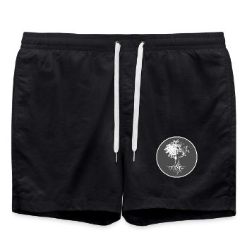 Baum Logo Wald Natur Illustration Wappen Natur - Badeshorts - Schwarz - Vorne - AI Model Male 185 light (185cm)