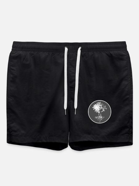 Baum Logo Wald Natur Illustration Wappen Natur - Badeshorts - Schwarz