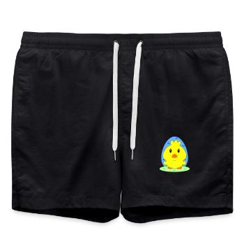 Poussins, Pâques, animaux pour enfants, douces frises - Short de bain - noir - Devant - AI Model Male 185 light (185cm)