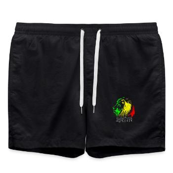 Lion rasta : style vert-jaune-rouge - Short de bain - noir - Devant - AI Model Male 185 light (185cm)