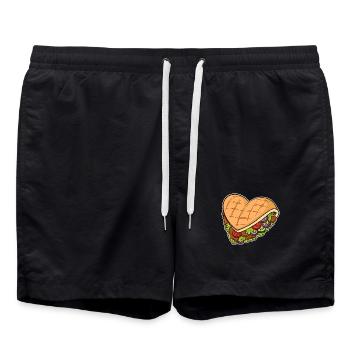 Coeur de kebab j'aime kebab kebab fast food burger - Short de bain - noir - Devant - AI Model Male 185 light (185cm)