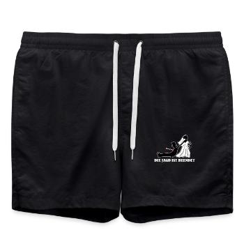 Junggesellinnenabschied Hochzeitsfeier Polterabend - Badeshorts - Schwarz - Vorne - AI Model Male 185 light (185cm)