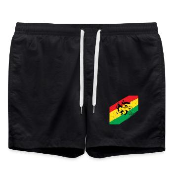 Lion rasta devant un drapeau tricolore - Short de bain - noir - Devant - AI Model Male 185 light (185cm)