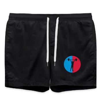 Strength training / Krafttraining / Musculation - Badeshorts - Schwarz - Vorne - AI Model Male 185 light (185cm)