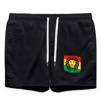 Lion de style rasta - Short de bain - noir - Devant - AI Model Male 185 light (185cm)