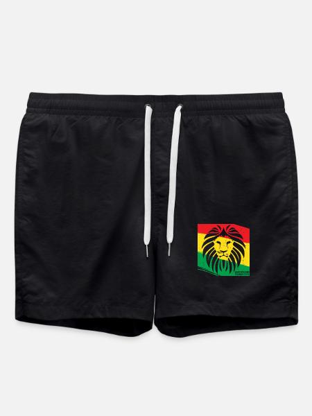 Lion in Rasta style - Swim Trunks - black