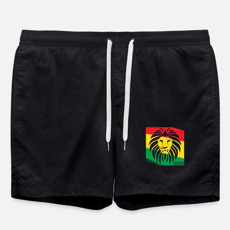 Lion in Rasta style - Swim Trunks - black
