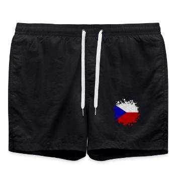 Tschechien Klecks / Geschenk Prag Flagge - Badeshorts - Schwarz - Vorne - AI Model Male 185 light (185cm)