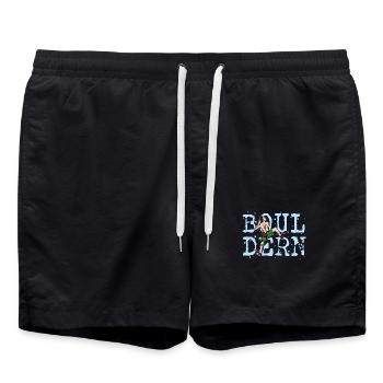 Boulder Bouldern Klettern Bergsteigen Spruch - Badeshorts - Schwarz - Vorne - AI Model Male 185 light (185cm)