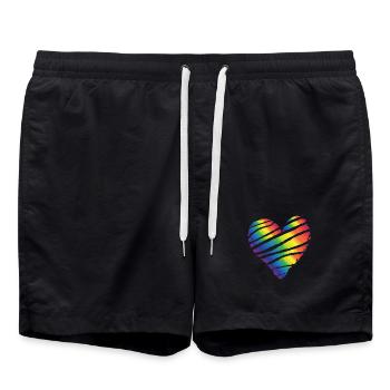 Coeur coloré tremblement de coeur amour saint valentin - Short de bain - noir - Devant - AI Model Male 185 light (185cm)