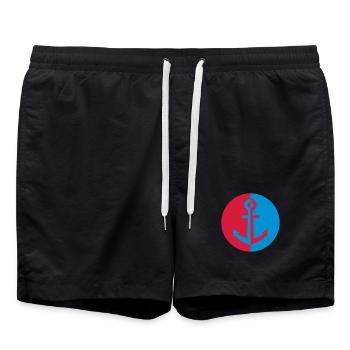 Seemann / Boot / Marine / Meer / Fischer - Badeshorts - Schwarz - Vorne - AI Model Male 185 light (185cm)
