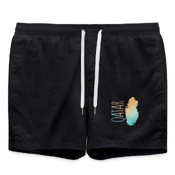 Qatar - Swim Trunks - black - Front - AI Model Male 185 light (185cm)