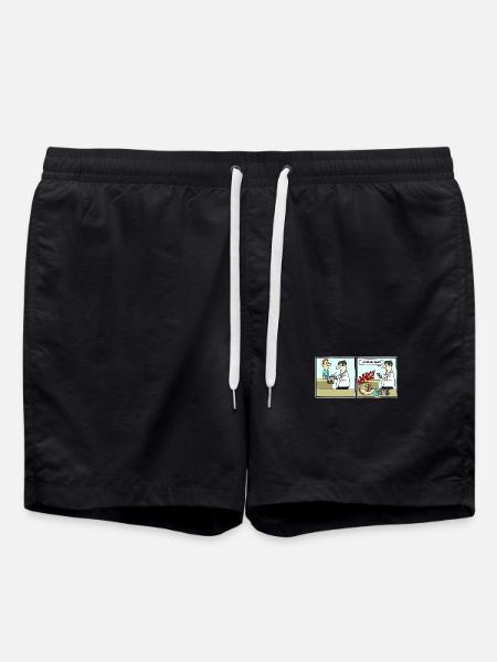 Cartoon soccer footballer comic funny funny - Swim Trunks - black