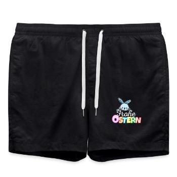 Osterhase Frohe Ostern Gesicht Süß Osterhäschen - Badeshorts - Schwarz - Vorne - AI Model Male 185 light (185cm)