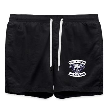 Motorrad Totenkopf Spruch Motorräder Statement - Badeshorts - Schwarz - Vorne - AI Model Male 185 light (185cm)