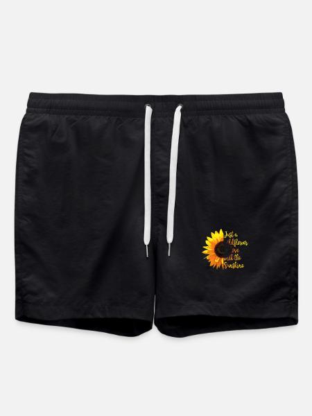 Sunshine Flower Inspirational Quote - Swim Trunks - black