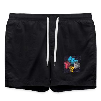 What THE FUCK WTF - Badeshorts - Schwarz - Vorne - AI Model Male 185 light (185cm)