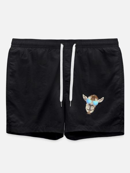 Casual goat head with sunglasses - Swim Trunks - black