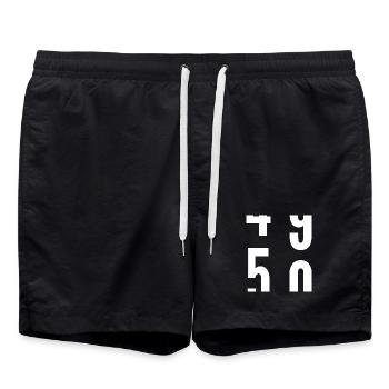50 Jahre - Badeshorts - Schwarz - Vorne - AI Model Male 185 light (185cm)