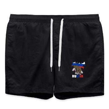 Russland Bär Design mit Landkarte und Flagge - Badeshorts - Schwarz - Vorne - AI Model Male 185 light (185cm)