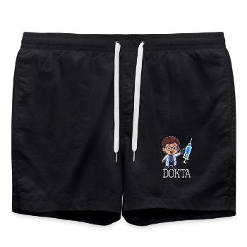 Doktor Arzt Lustig Facharzt Assistenzarzt Beruf - Badeshorts - Schwarz - Vorne - AI Model Male 185 light (185cm)