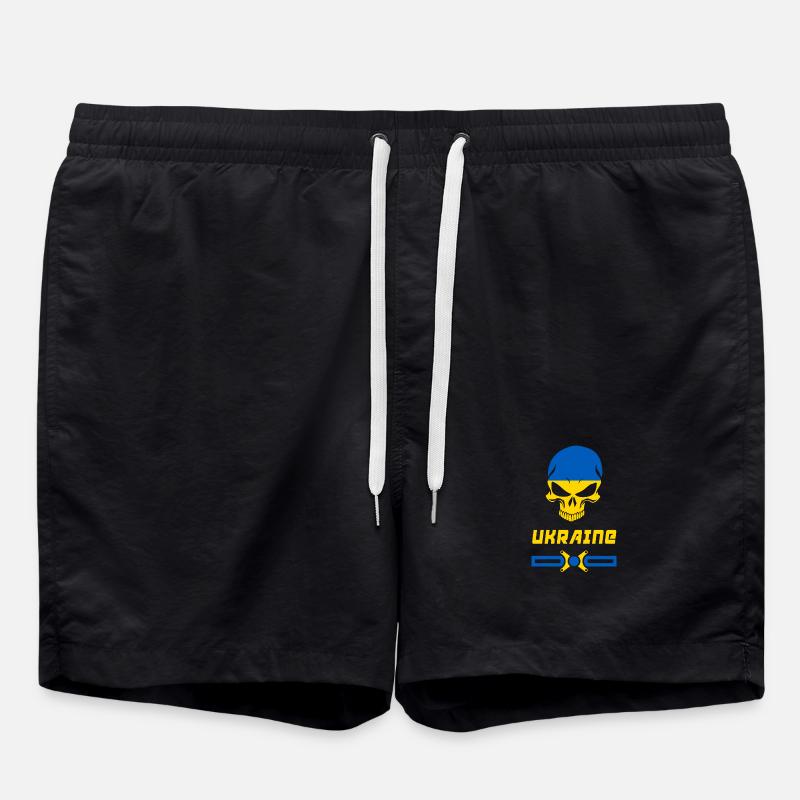 Ukraine skull design / gift idea - Swim Trunks - black